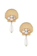 Golden Seashell Pearl Drop 18k Gold Plated Earrings | Ettika