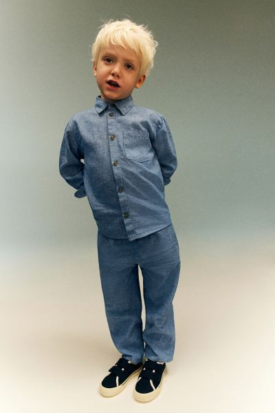 Linen-blend Pull-on Pants - Light beige - Kids | H&M US | H&M (US + CA)