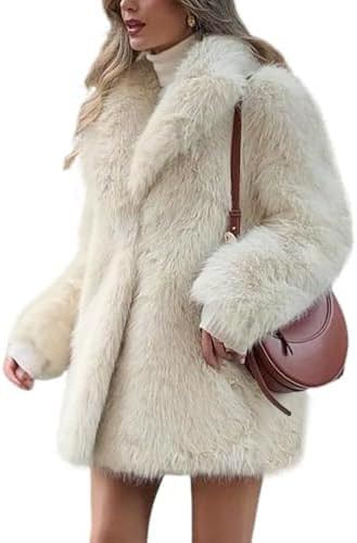 Wyeysyt Womens Faux Fur Coat Fluffy Lapel Furry Jacket Long Sleeve Shaggy Long Coat Winter Warm C... | Amazon (US)
