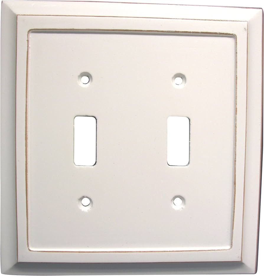 Amerelle Savannah Double Toggle Wood Wallplate in Distressed White | Amazon (US)