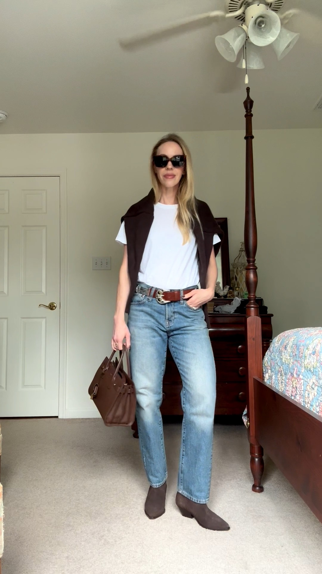 Casual fall outfits over 40, western fall outfit, @Zara western belt, brown sweater outfit

#LTKSeasonal #LTKOver40 #LTKgrwm