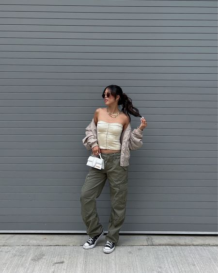 fall fashion, fall outfit, minimal style, everyday style, simple outfit, street wear, styling tips, effortless chic, neutral fashion, capsule wardrobe, monochrome outfit, cargo pants, satin corset, bomber jacket