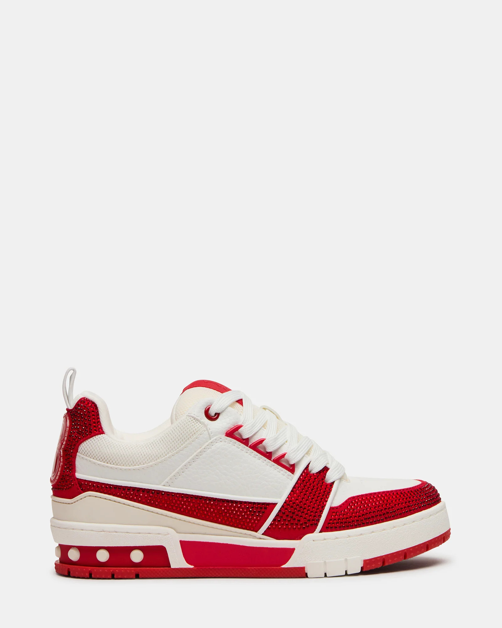 Steve Madden Women's Skater Rhinestones Lace-Up Sneakers - Red/White - Size 6 | Steve Madden (US)