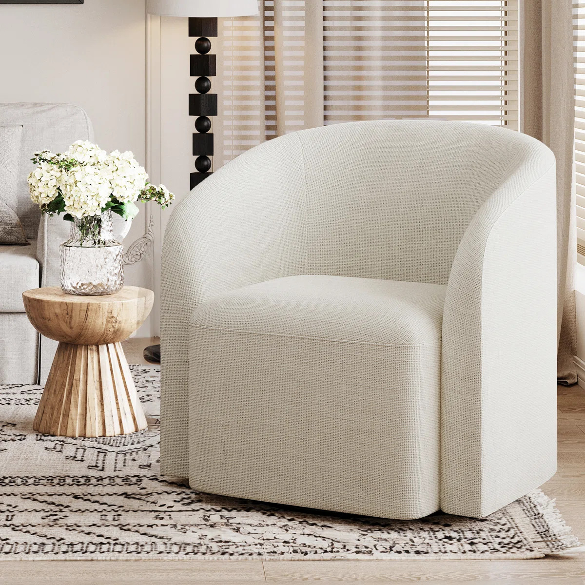 29" Wide Upholstered Swivel Barrel Chair - 360° Rotation, No Assembly Required | Wayfair North America