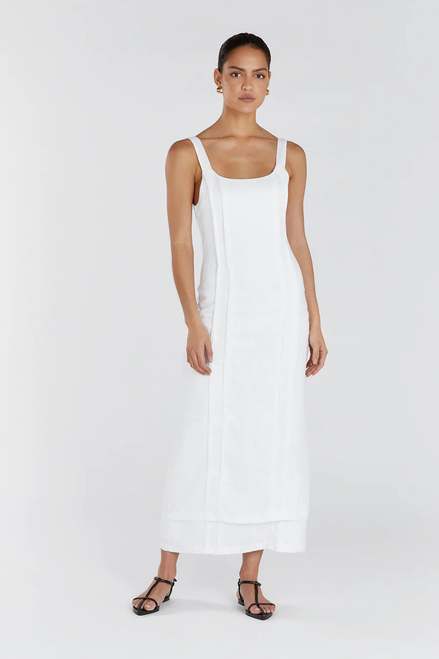 DULCE WHITE LINEN MIDI DRESS | DISSH