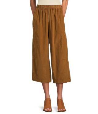 Cotton Corduroy Elastic Wait Patch Pocket Crop Pasha Pants | Dillard's