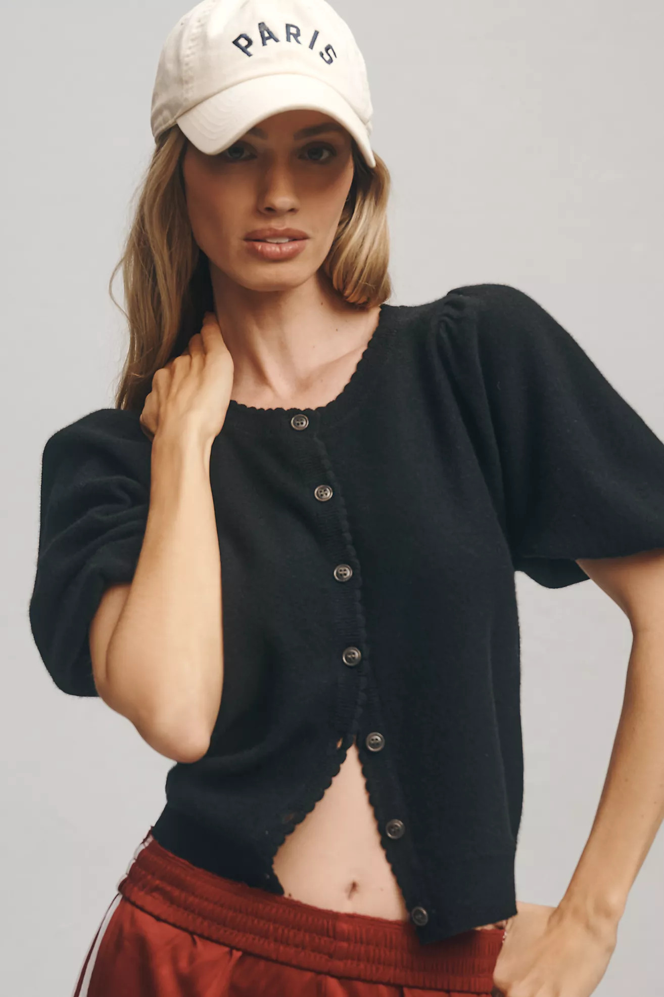 Maeve Puff-Sleeve Cashmere Cardigan Sweater | Anthropologie (US)