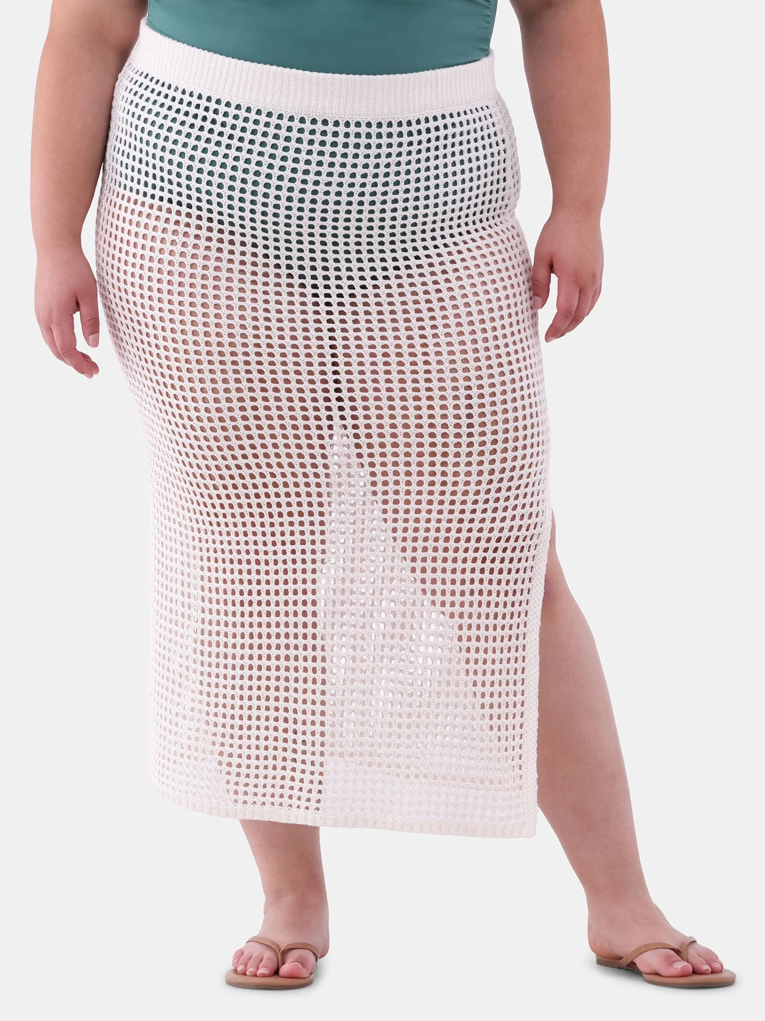Time and Tru Women's Crochet Swim Coverup Skirt, Sizes XS-1X | Walmart (US)