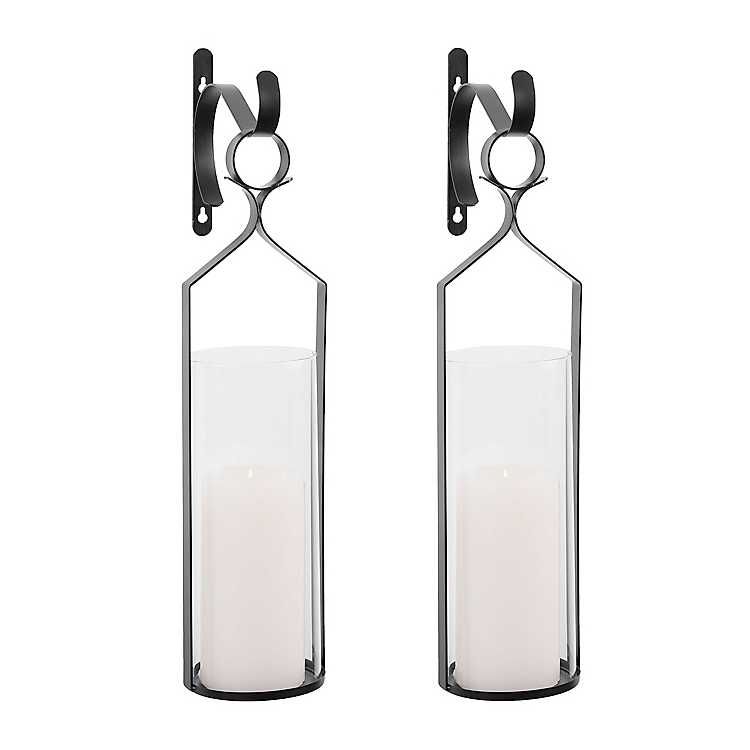 Black Metal and Glass Logan Sconces, Set of 2 | Kirkland's Home