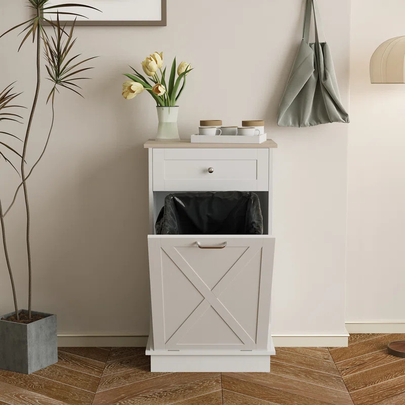 Alsfeld Manufactured Wood Manual Lift Cabinet Trash Can - 10 Gallons | Wayfair North America