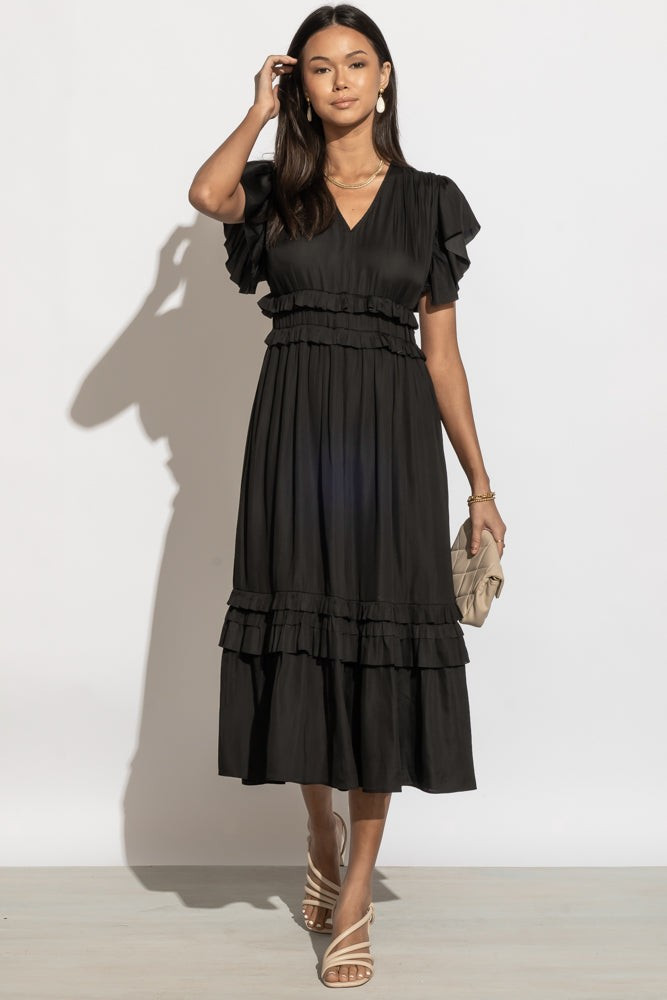 Willa Ruffle Dress in Black - S / Black - böhme | Böhme US