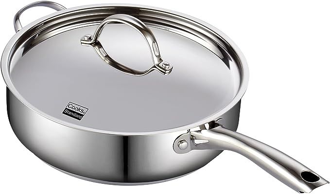 Cooks Standard 02523 Classic Stainless Steel Deep Lid 5 Quart/11-Inch Saute Pan, 5 Quart, Silver | Amazon (US)
