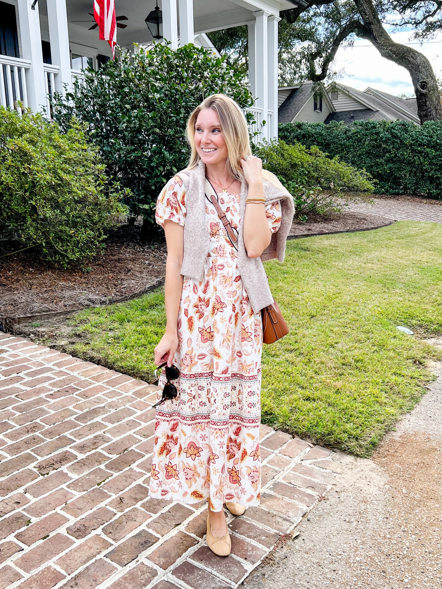 Fall maxi dress - $50 dress - fall outfit - fall style - fall layers - rattan ballet flats - Amazon dress 

#LTKfindsunder50 #LTKstyletip #LTKSeasonal