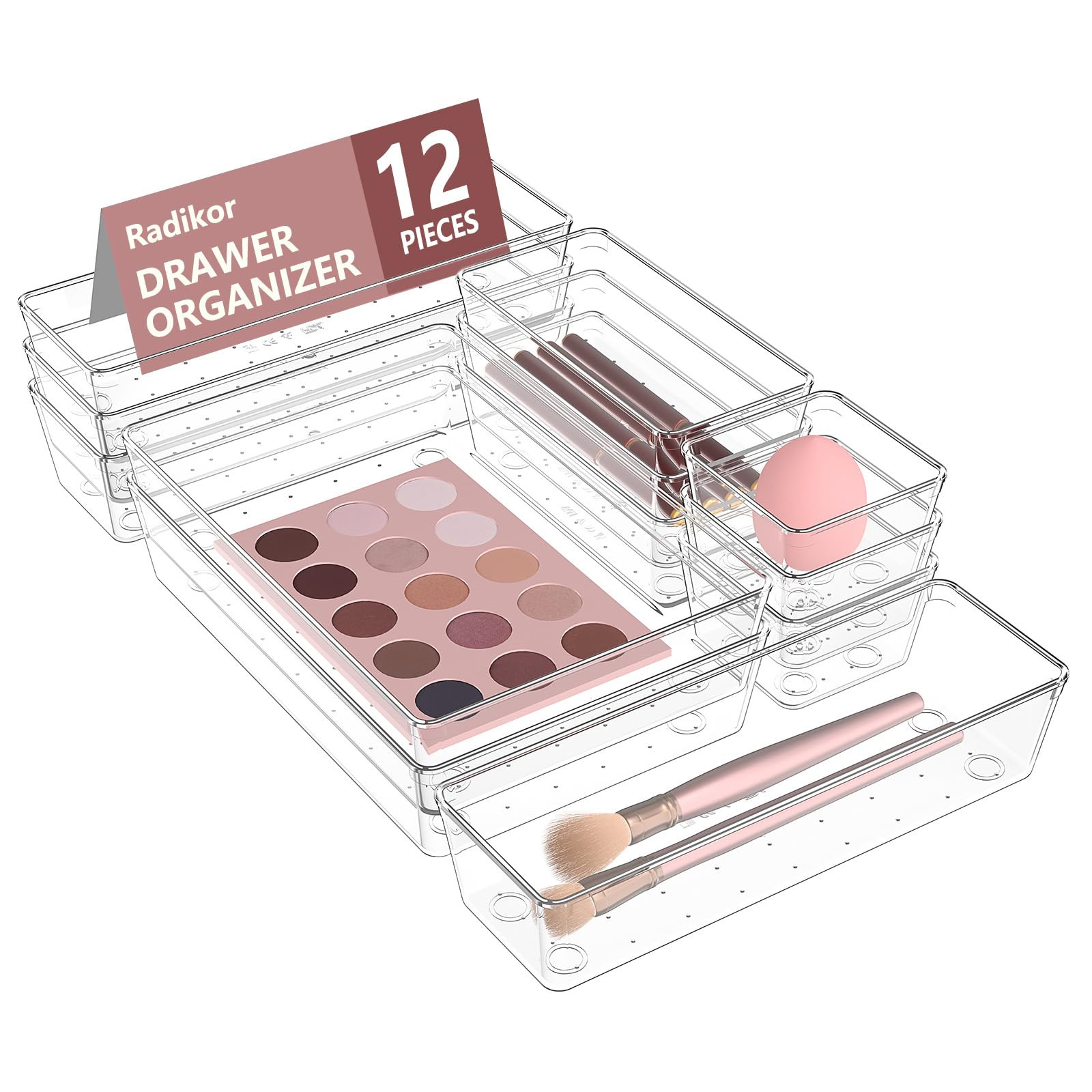 Radikor Schubladen Organizer, 12 Stücke Schminktisch Organizer in 4 Größen, Drawer Organizer, ... | Amazon (DE)