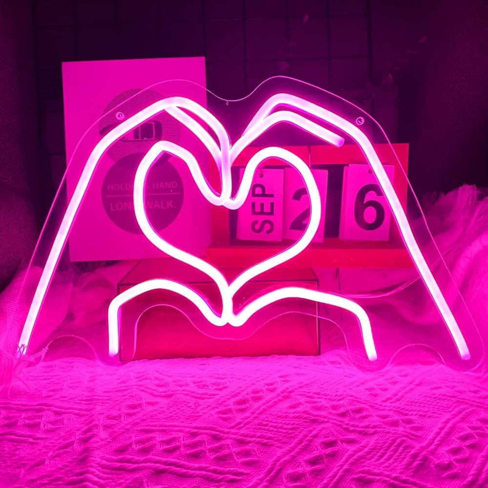 Heart Hands Neon Signs for Wall Decor,Tay Birthday Party Decorations, Love Finger Neon Light for ... | Amazon (US)