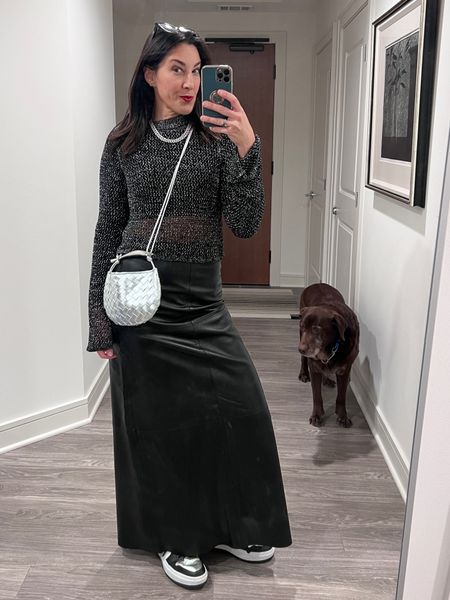 Pop of silver & red 🤩

***this maxi fishtail leather skirt is by BCBG and is sooooo old. I almost purged it last year and decided it’s classic. 🥰
Double layered open back top is Zara  

#LTKstyletip #LTKbeauty #LTKHoliday