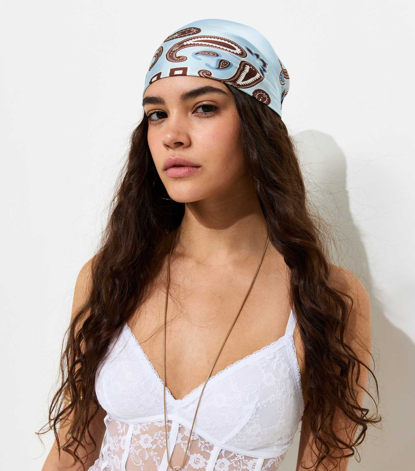 Blue Paisley Print Satin Scarf | New Look | New Look (UK)