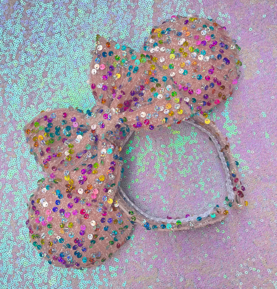 Rainbow Minnie Ears/ Sequins Minnie Ears | Etsy (US)