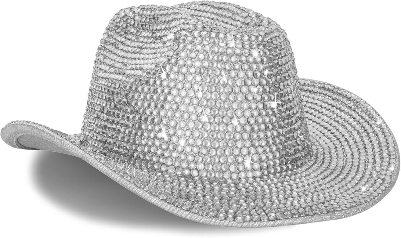 HinyBoeh Silver Space Holographic Cowboy Hat for Womens - Glitter-Western Cowboy Hat for Beach Pa... | Amazon (US)