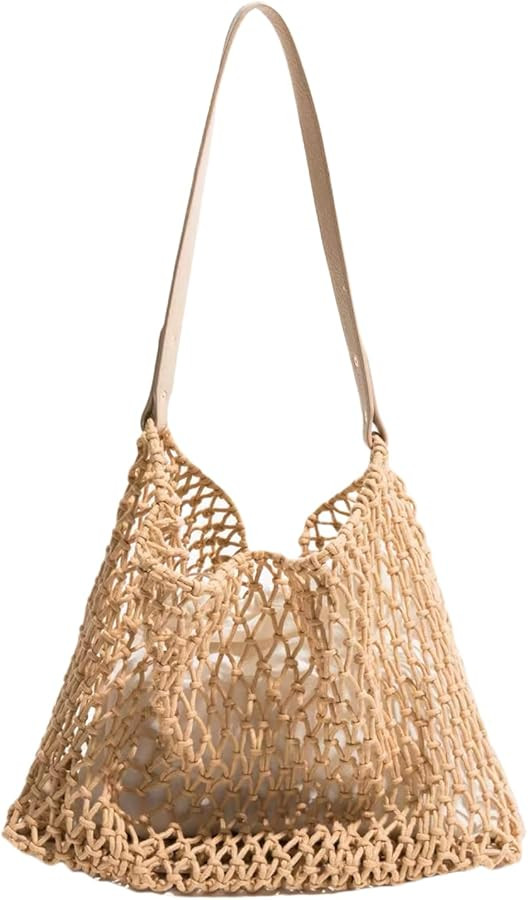 2024 Vintage Boho Bag,Crochet Shoulder Bag With Inner Pouch,Woven Tote Beach Bag,Boho Chic Croche... | Amazon (US)