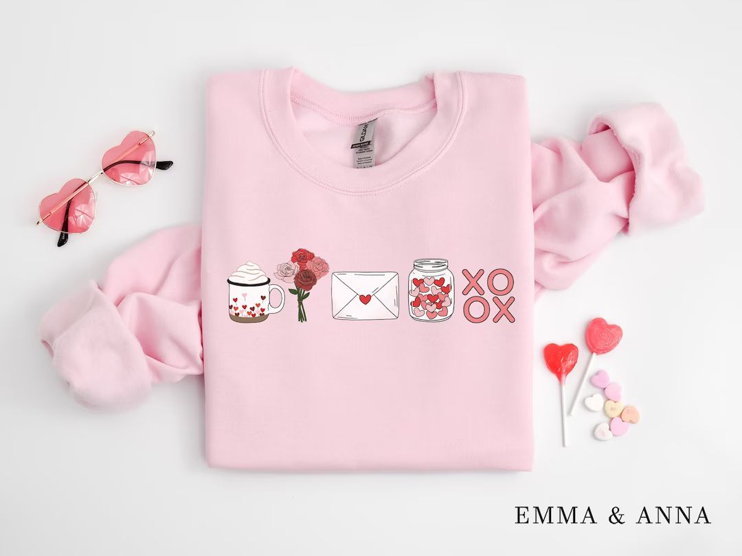 Valentines Day Sweatshirt, Valentines Day Shirt, Womens Valentines Day Sweatshirt, Heart Sweater,... | Etsy (US)