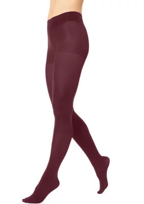 HUE Women's Super Opaque Control Top Tights, Burgundy, 2 | Belk