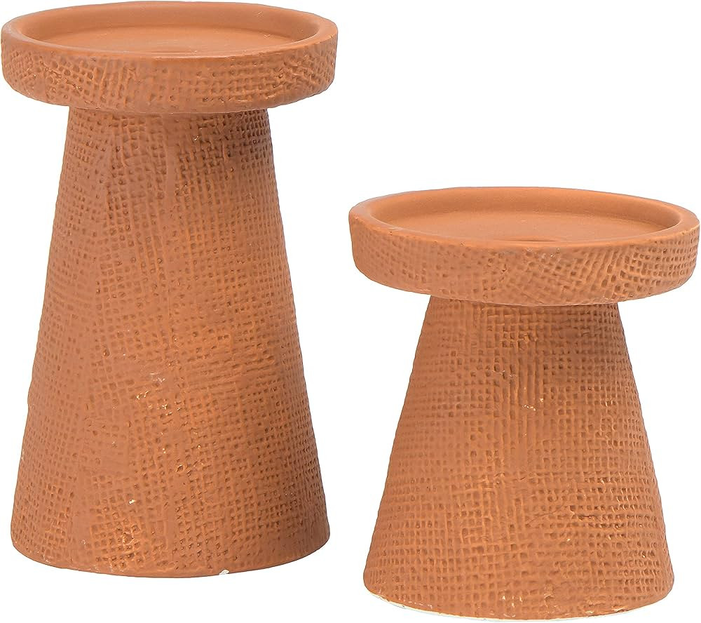 Main + Mesa Stoneware Pillar & Taper Candle Holders, Set of 2 | Amazon (US)