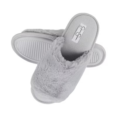 Jessica Simpson Womens Fuzzy Open Toe Slide Slipper | Target
