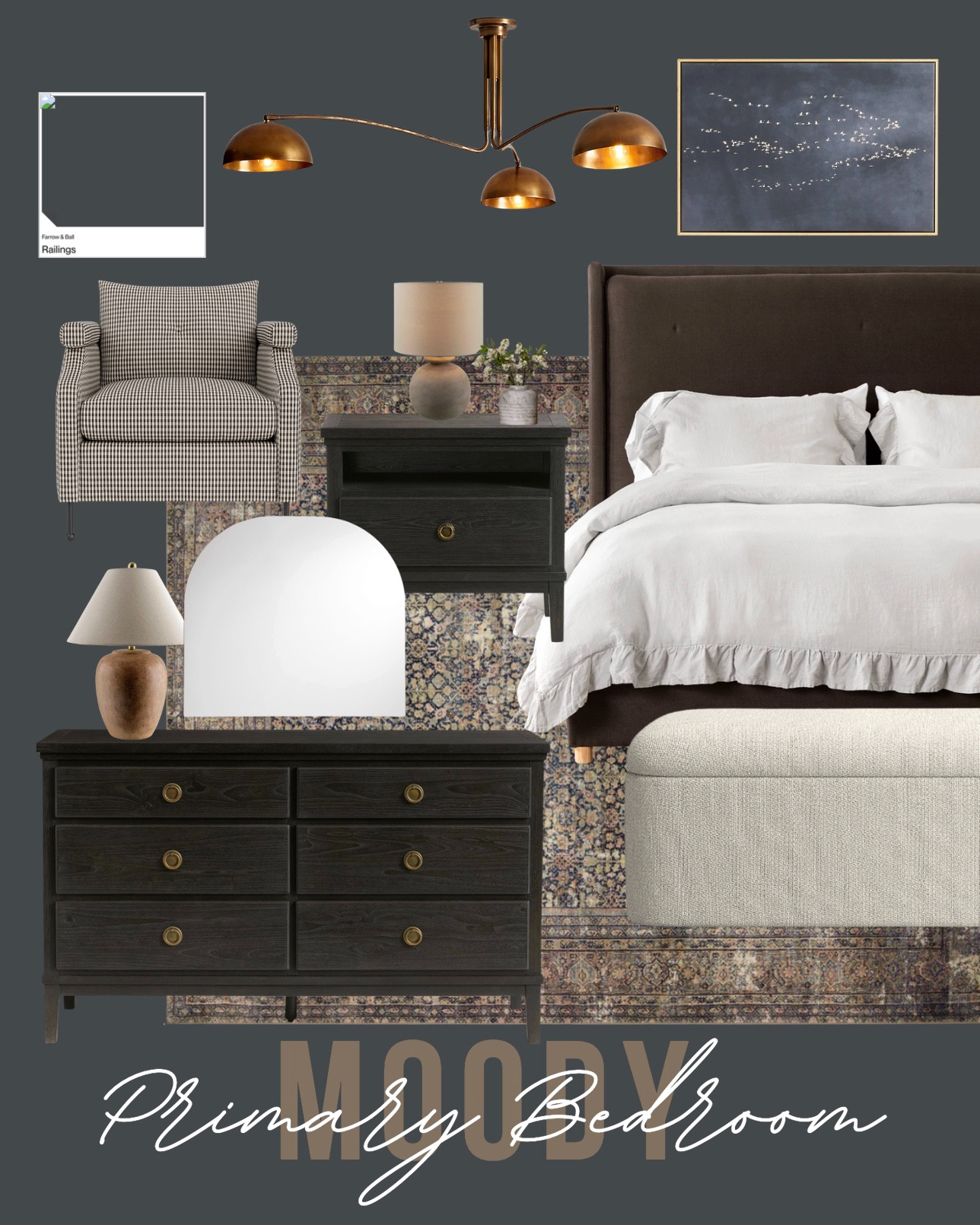 This moody primary bedroom balances masculinity and femininity for an interesting and cozy space.

Farrow and Ball Railings is a beautiful dark blue that pulls a little gray and still feels like a neutral. 

 

#LTKmorningroutine #LTKHome #LTKSaleAlert