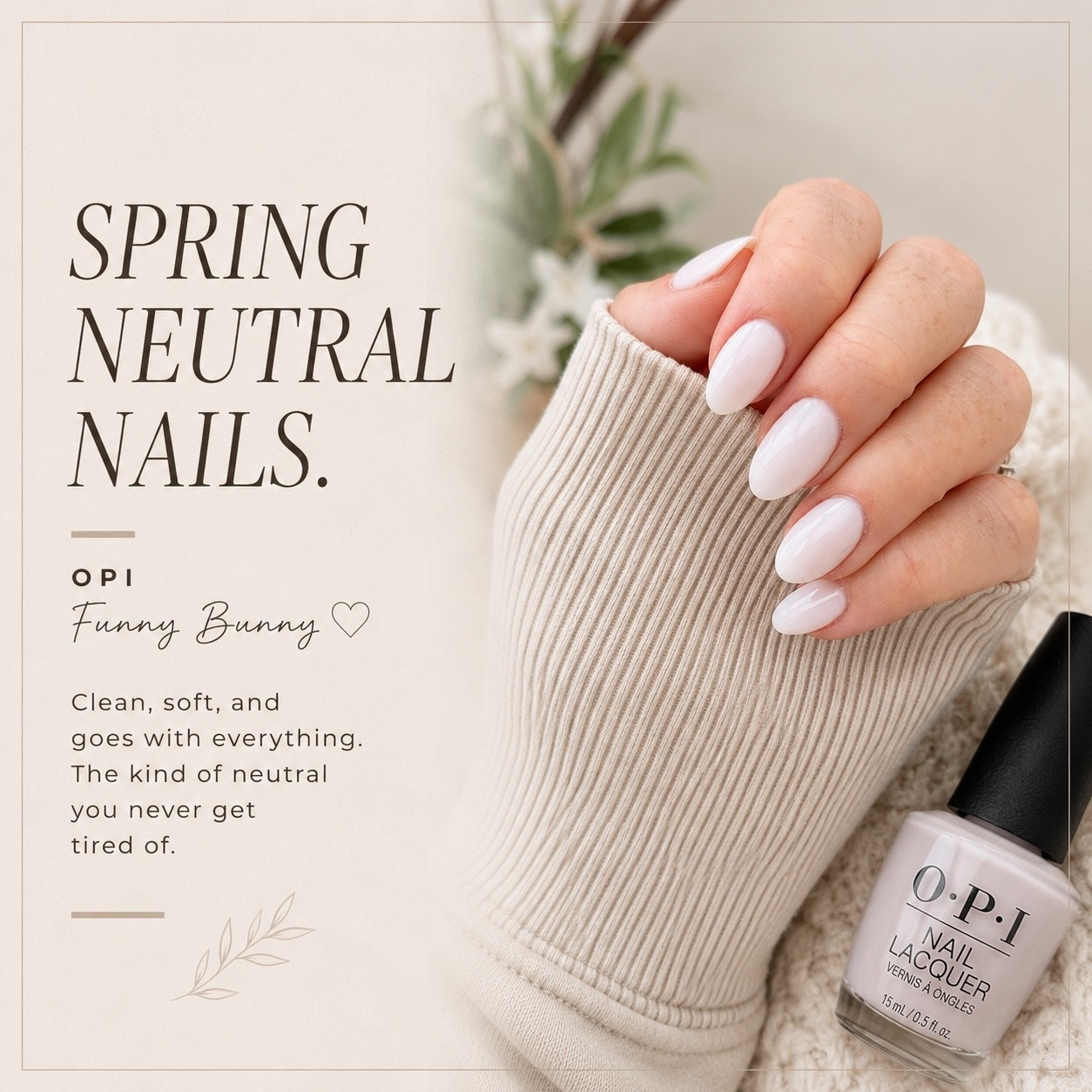 Spring neutral nails! You can’t go wrong with funny bunny OPI. 

Nails. Funny bunny. Opi. Nail polish.

#LTKBeauty