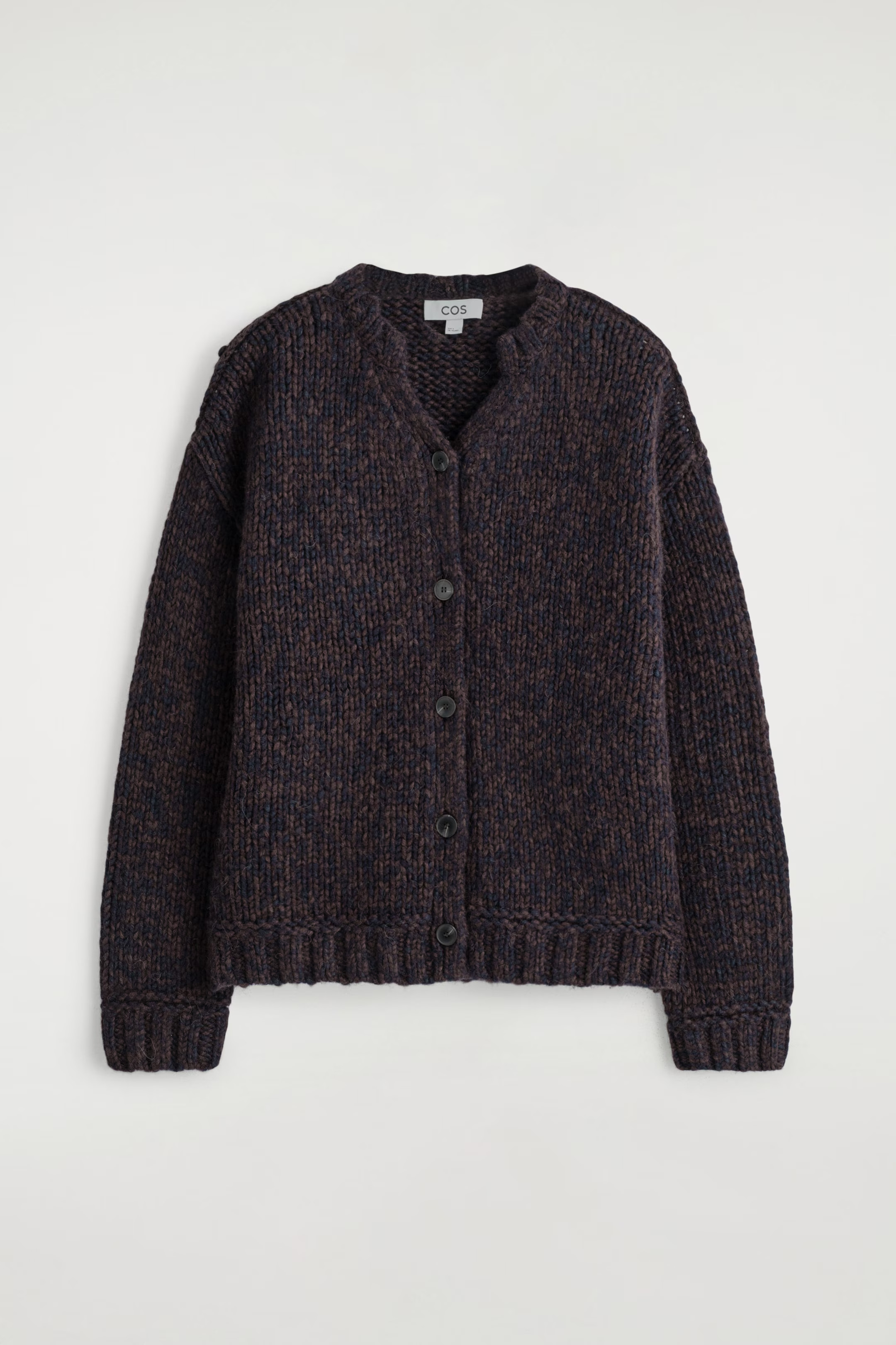 FLECKED CHUNKY WOOL-ALPACA CARDIGAN - BROWN / NAVY | COS GB | COS UK