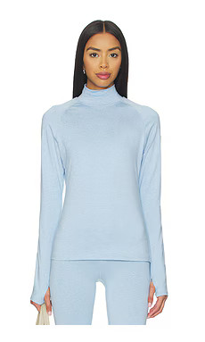 Varley Always Warm Mock Neck Baselayer Top in Glacier Marl from Revolve.com | Revolve Clothing (Global)