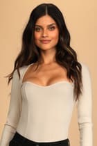 Click for more info about Alluring Aesthetic Cream Ribbed Long Sleeve Bodysuit