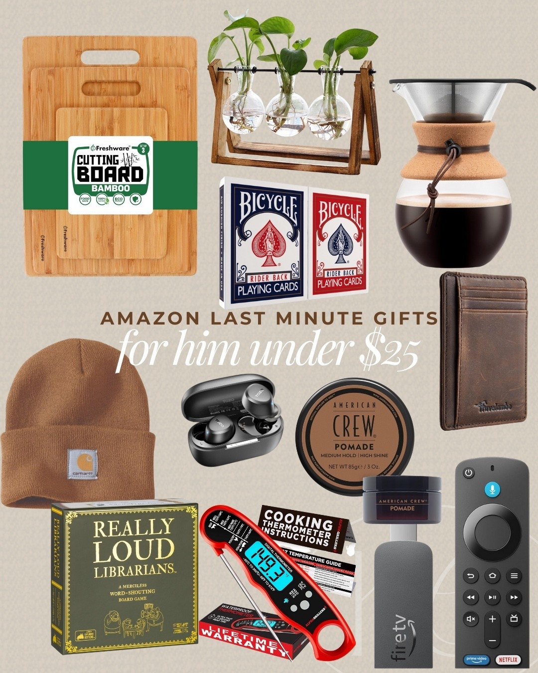 Last minute gifts for him under $25. This Carhartt beanie and bamboo cutting boards are gifts he'll love for years.  

#LTKHoliday #LTKFindsUnder50 #LTKGiftGuide