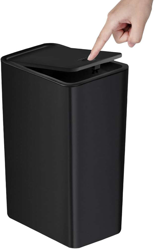 TIPGO Bathroom Trash Can with Lid, 10 Liter/ 2.6 Gallon Slim Garbage Can, Small Trash Bin Waste B... | Amazon (US)