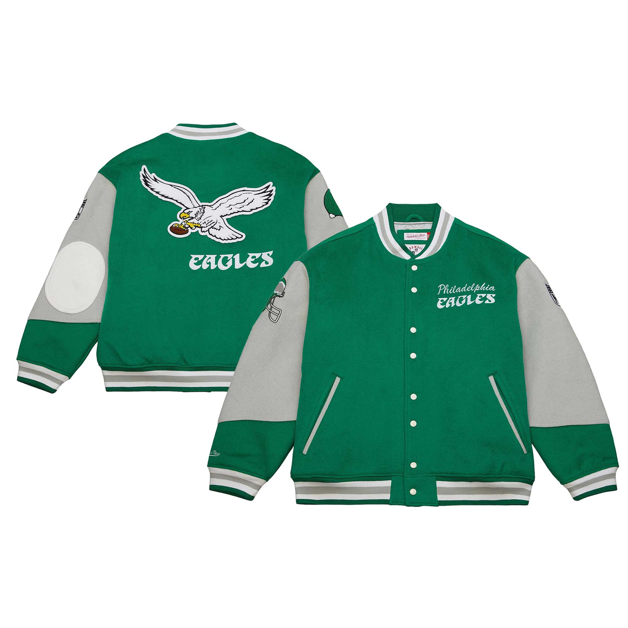 Unisex Mitchell & Ness Kelly Green Philadelphia Eagles Varsity Team Full-Snap Jacket | Fanatics
