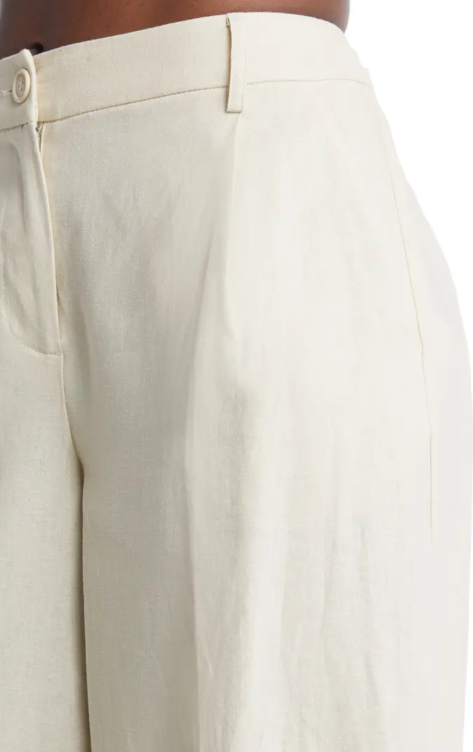 Wide Leg Linen Blend Trousers | Nordstrom