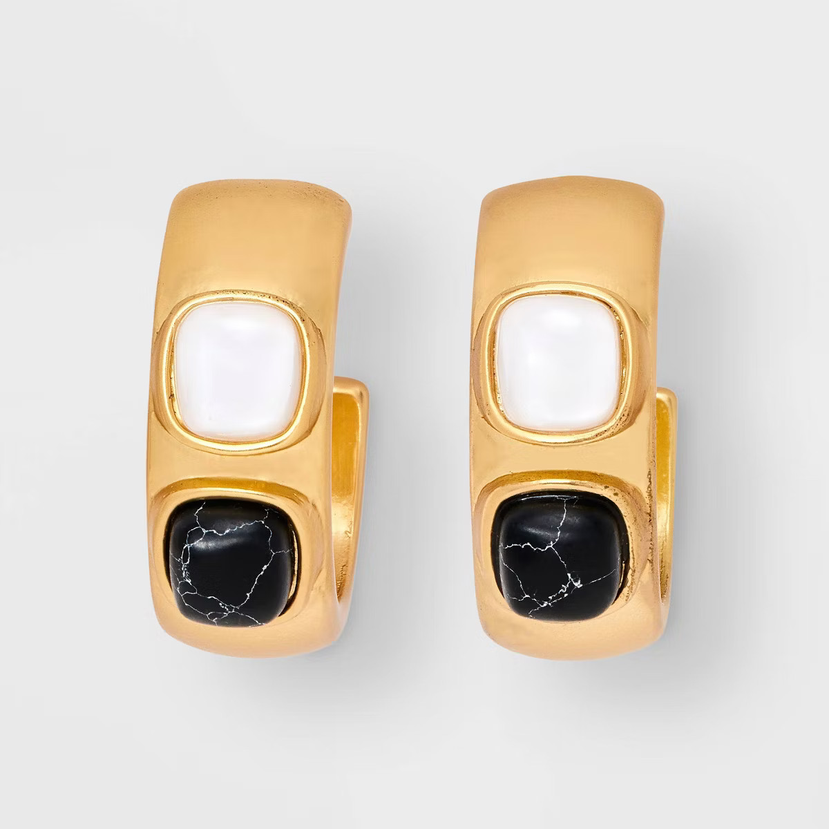 Howlite Stone Embellished Hoop Earrings - Universal Thread™ Black | Target