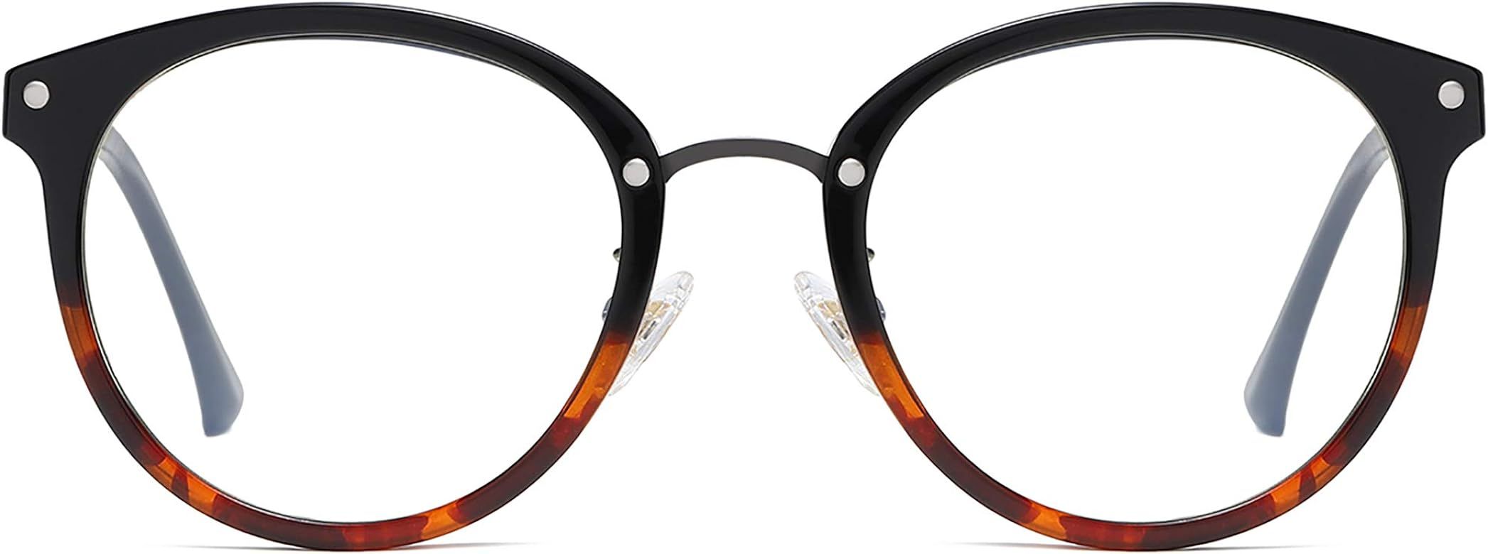 SOJOS Retro Round Blue Light Glasses for Women Computer Glasses Big TR90 Eyewear Frame SJ9001 | Amazon (US)