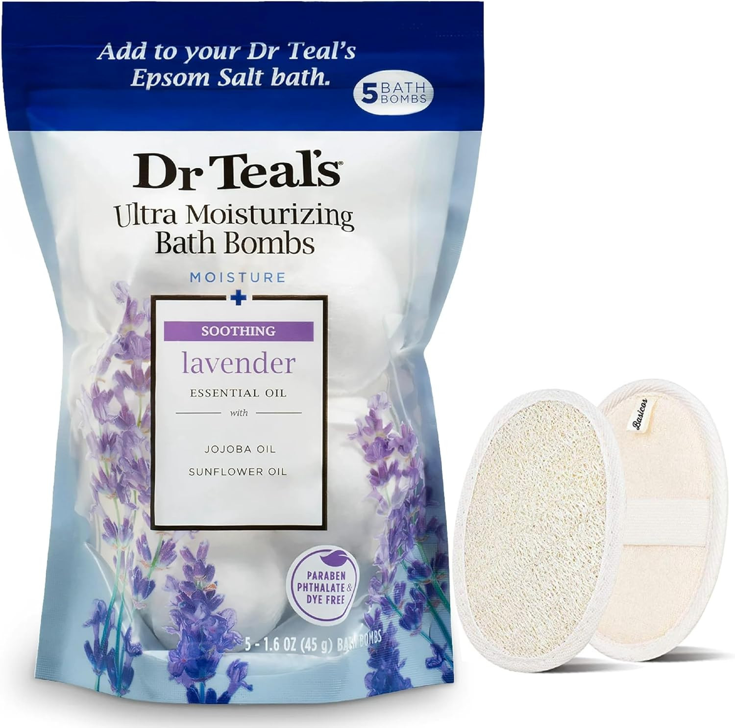 Dr.Teal's 5-Count Ultra Moisturizing Bubble Bath Bombs in Soothing Lavender with Essential Oils f... | Amazon (US)