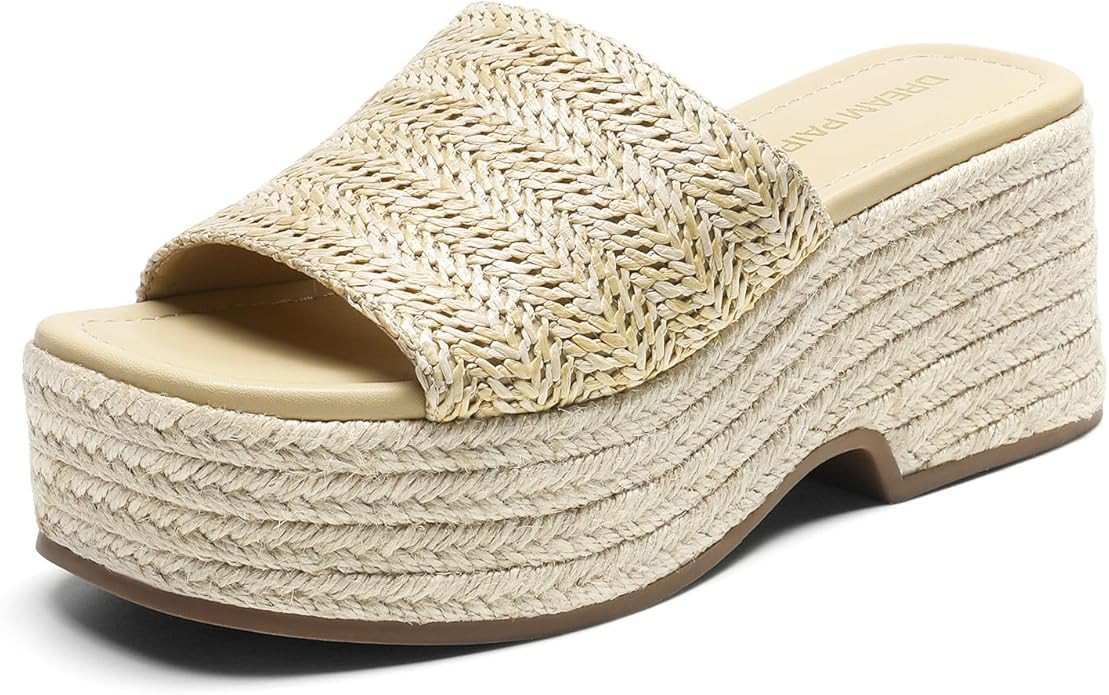 DREAM PAIRS Platform Espadrille Sandals for Women Wedges Slides Slip on Bohemia Sandals Flatform ... | Amazon (US)