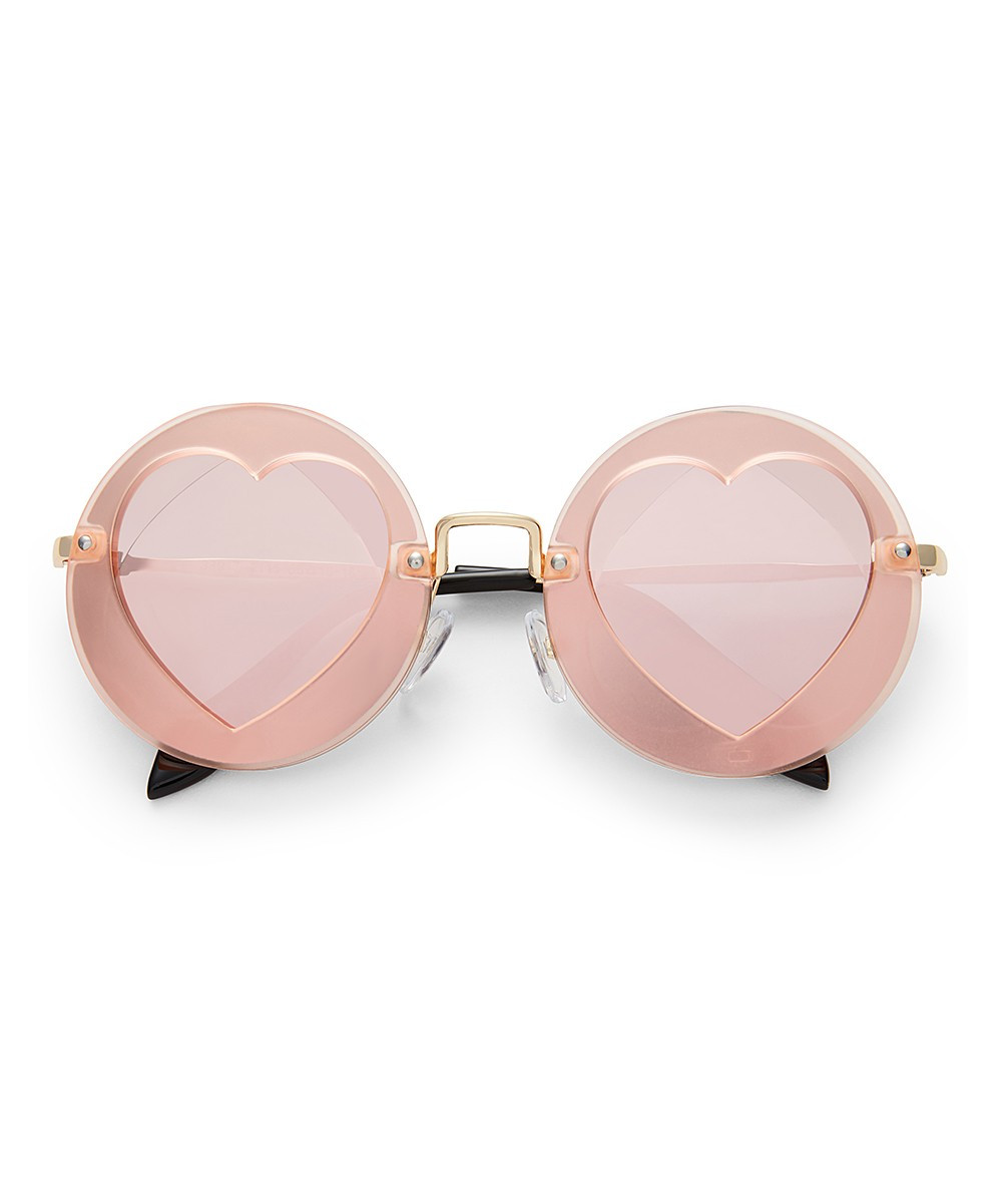 iloveplum Girls' Sunglasses PEACH - Peach Vivi Heart Round Sunglasses | Zulily