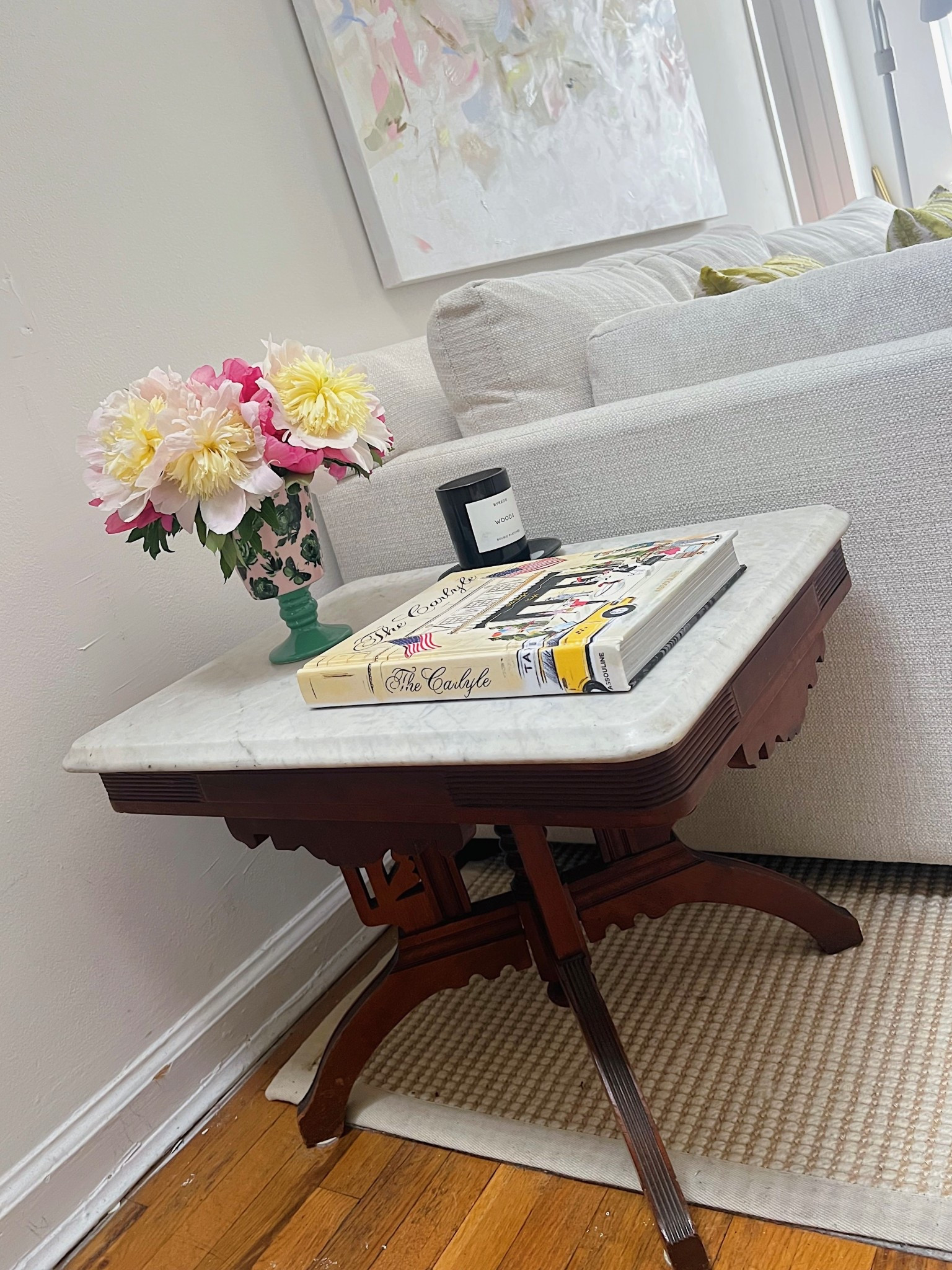 Best facebook marketplace find, this antique wood and marble side table! Linking similar options & what I have on top

#LTKHome #LTKFindsUnder100