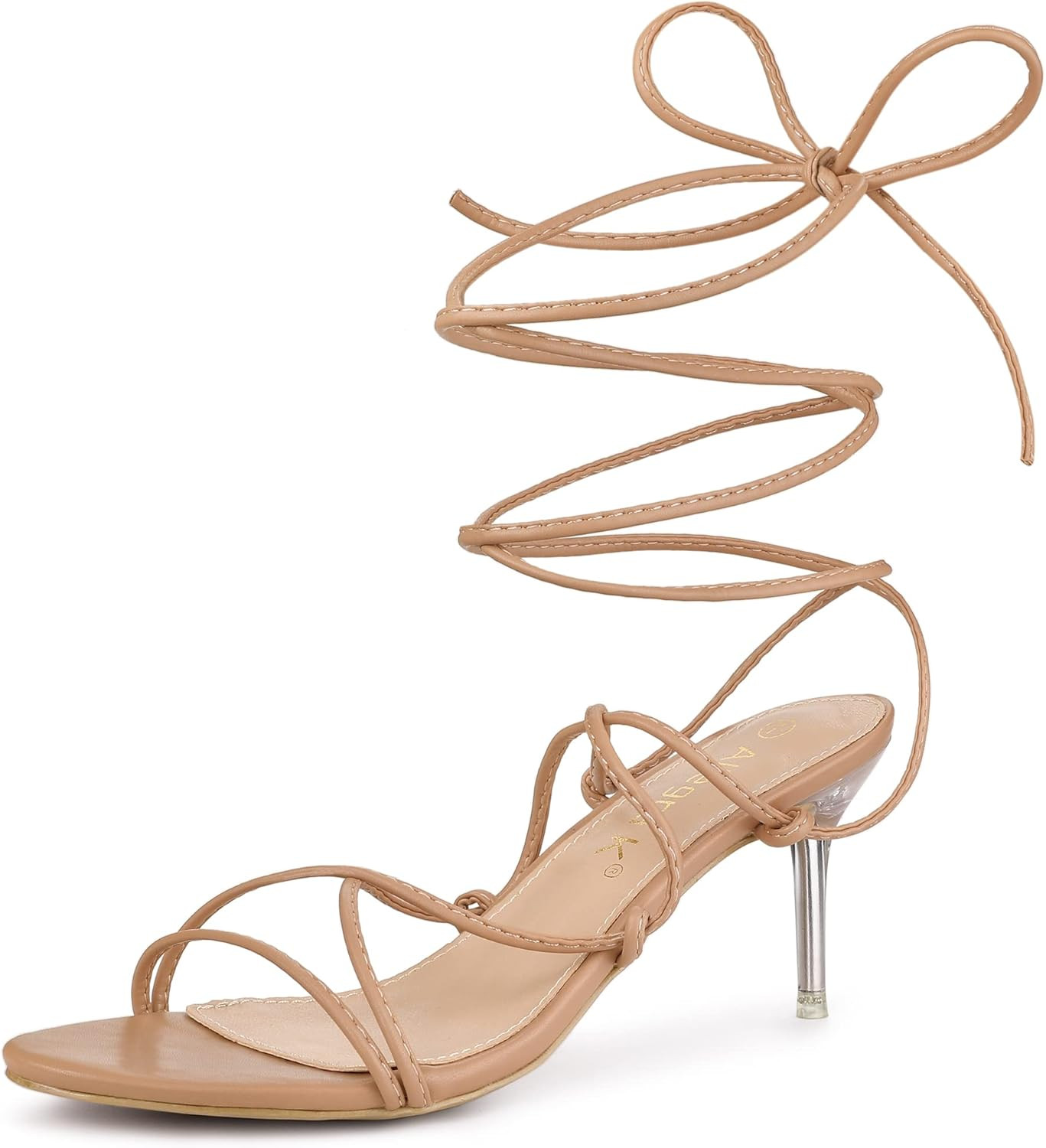 Allegra K Women's Lace Up Open Toe Strappy Stiletto Heels Sandals | Amazon (US)
