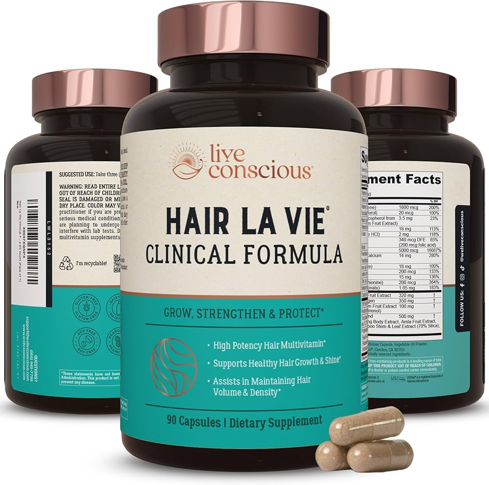 Hair La Vie Live Conscious Clinical Formula Hair Growth Vitamins for Women and Men w/Biotin, Coll... | Amazon (US)