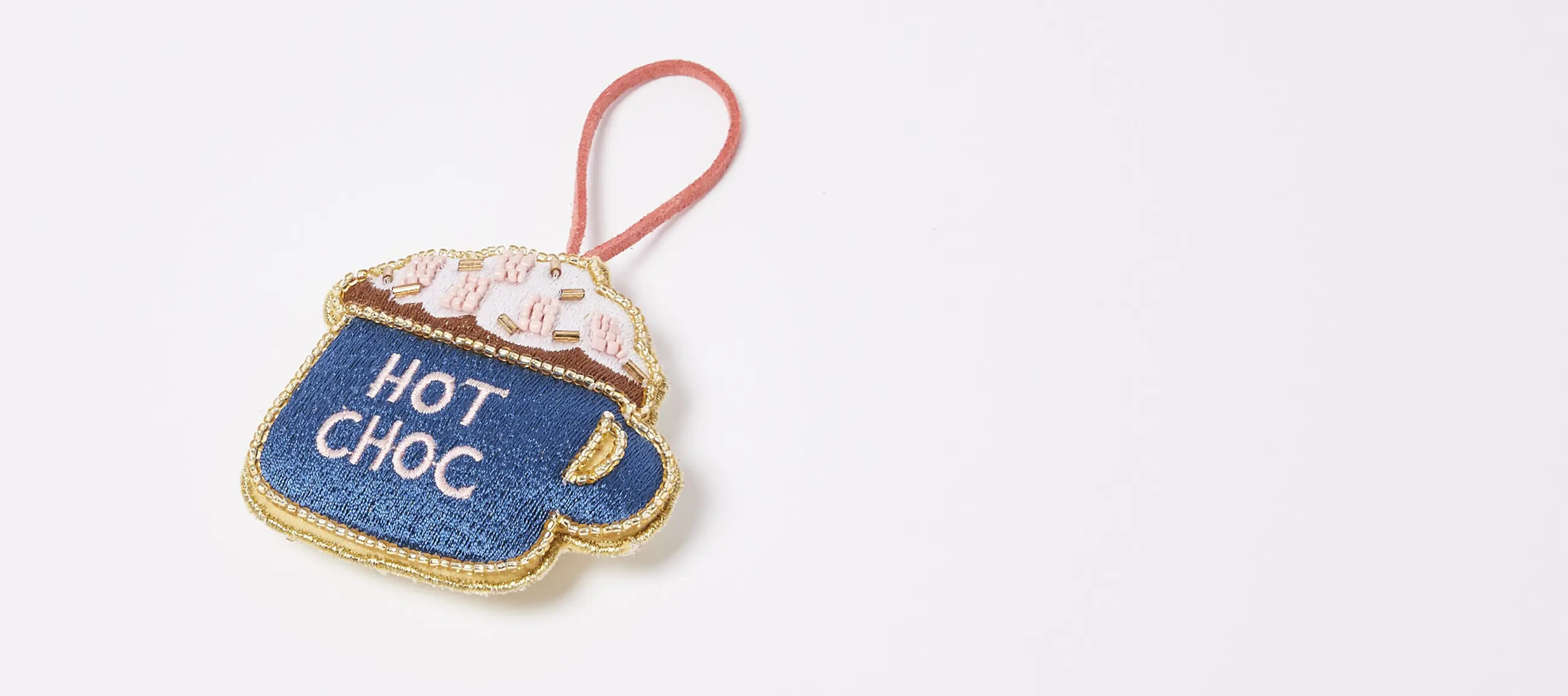 Hot Chocolate Blue Beaded Fabric Christmas Tree Decoration | Oliver Bonas | Oliver Bonas (Global)
