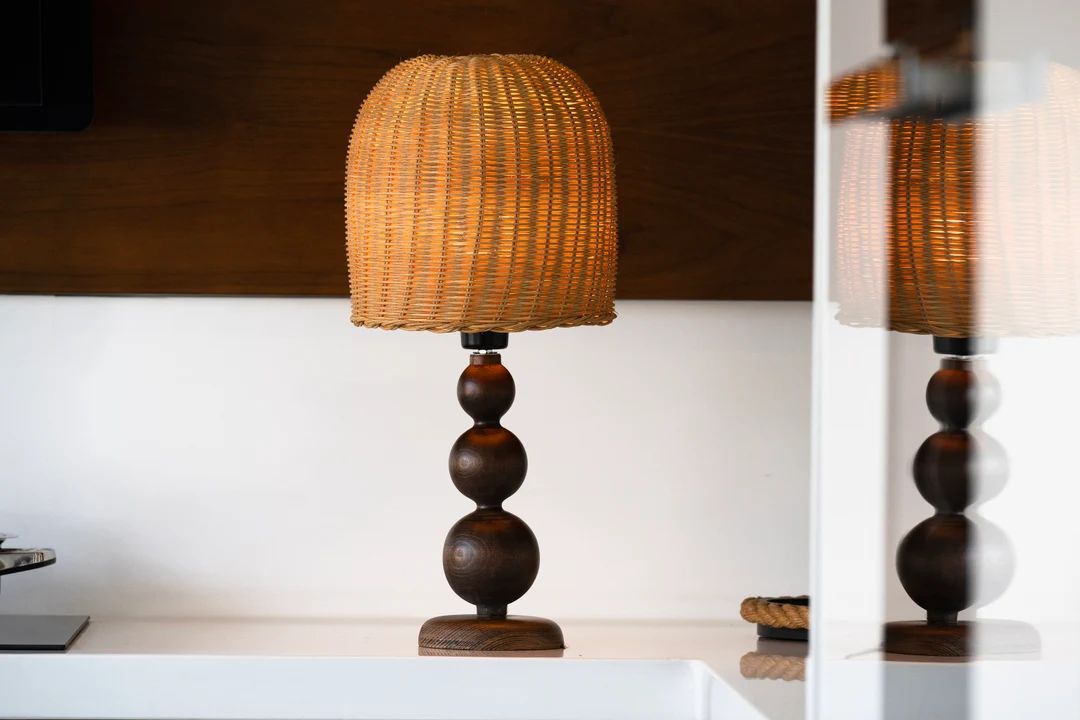 Rattan Table Lamp , Wood Base Handmade Lampshade , Bamboo Table Lamp , Bedside Table Lamp - Etsy | Etsy (US)