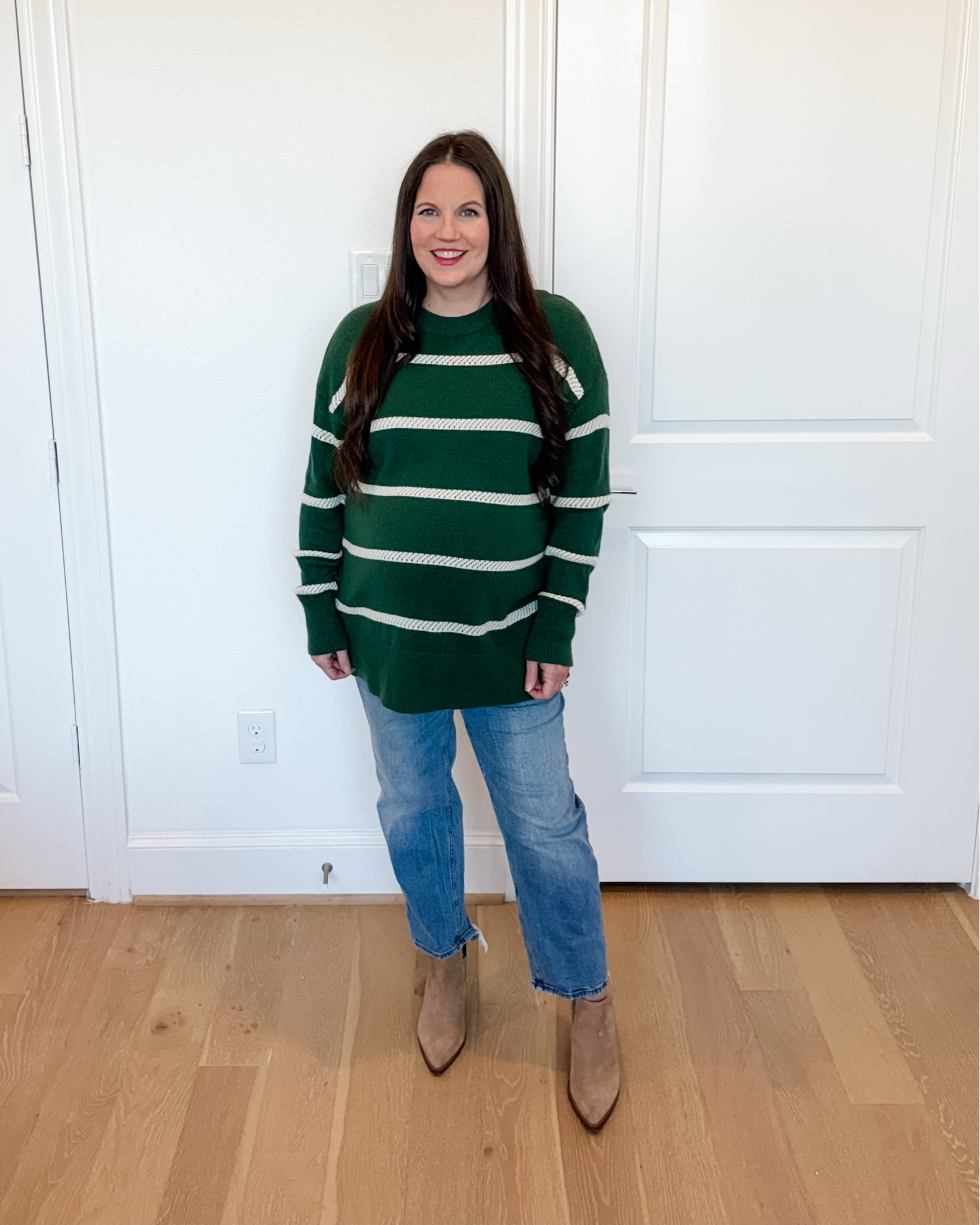 Everyday Winter Pregnancy Style

This easy winter outfit is one of my favorite maternity outfit looks for everyday wear. The green striped sweater paired with straight leg jeans creates such a timeless silhouette, and these are truly the best maternity jeans for comfort and support. Finished with tan brown booties, this is a go-to option for chic winter outfits for women and effortless pregnancy outfits.


#LTKOver40 #LTKSeasonal #LTKBump
