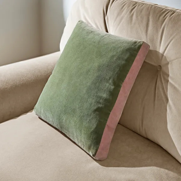 Box Edge Cotton Velvet Cushion | Dunelm