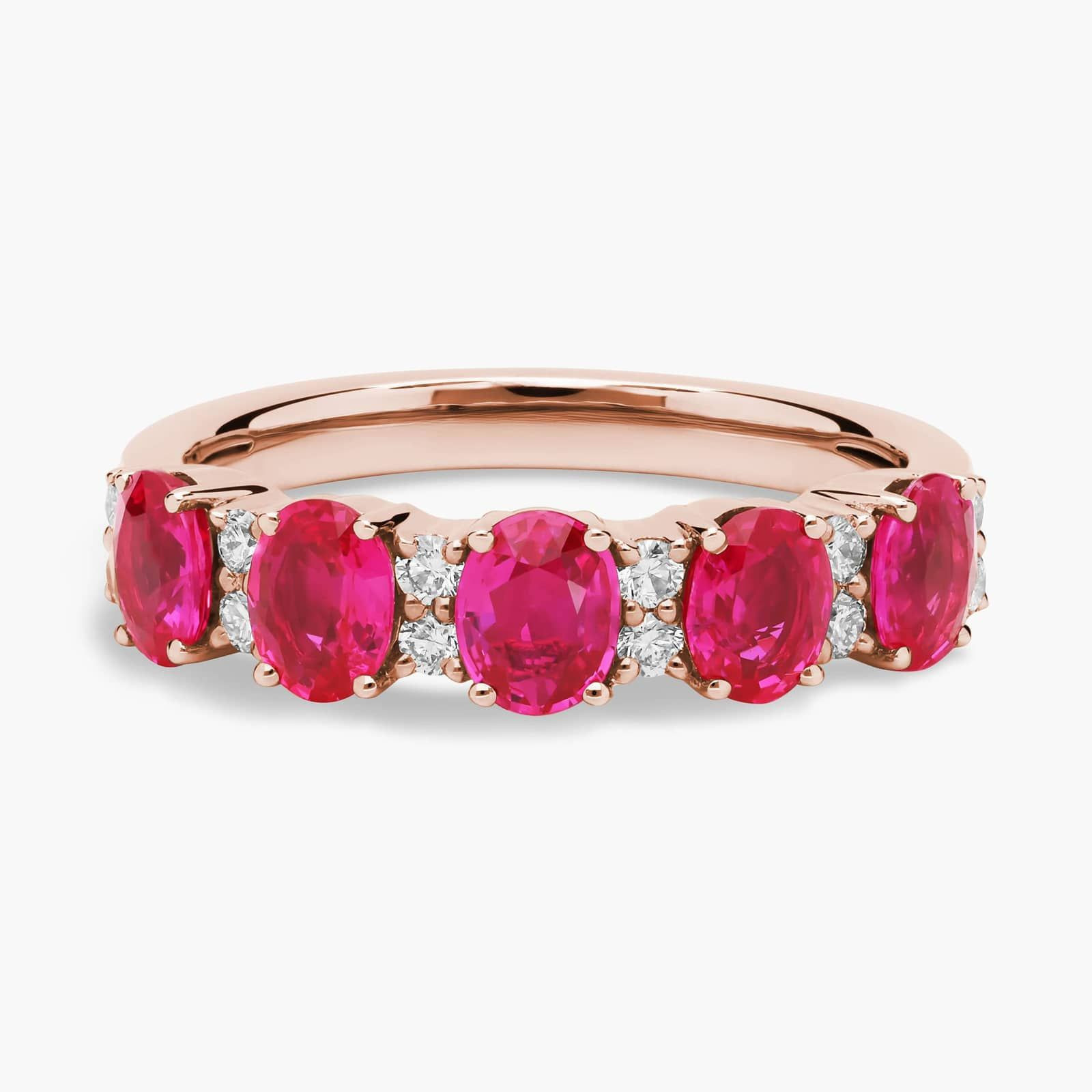 Ruby and Diamond Five-Stone Ring In 14k Rose Gold | Blue Nile